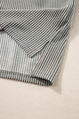 Medium Grey Textured Knit Exposed Stitching T-shirt, A Blissfully Beautiful Boutique - A Blissfully Beautiful Boutique