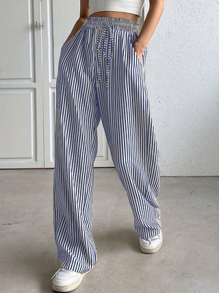 Drawstring Striped Elastic Waist Pants, Trendsi - A Blissfully Beautiful Boutique