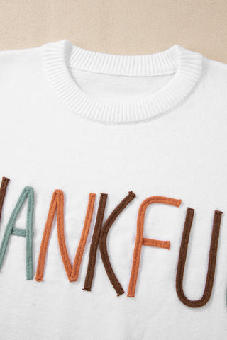 White Thankful Ivory Embroidered Sweater, A Blissfully Beautiful Boutique - A Blissfully Beautiful Boutique