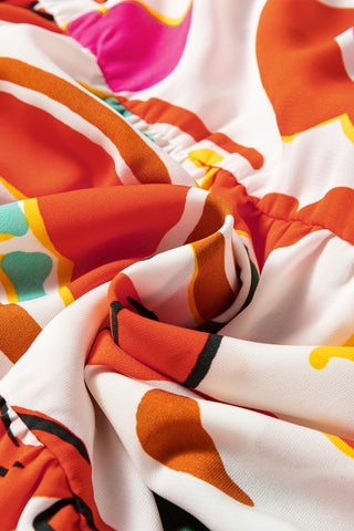 Orange Floral Print Split V Neck Tiered Maxi Dress, A Blissfully Beautiful Boutique - A Blissfully Beautiful Boutique