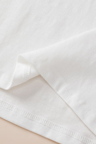 White Colorblock Star Patched Half Sleeve Oversized Tee, A Blissfully Beautiful Boutique - A Blissfully Beautiful Boutique