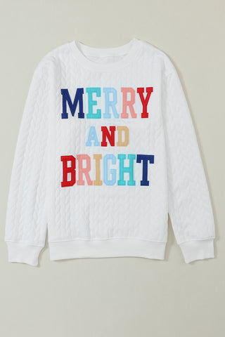 Bright White Merry And Bright Cable Knit Pullover Sweatshirt, A Blissfully Beautiful Boutique - A Blissfully Beautiful Boutique