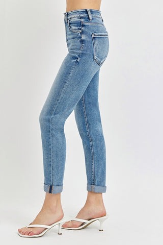 Risen Full Size High Rise Cropped Roll Up Jeans, Trendsi - A Blissfully Beautiful Boutique