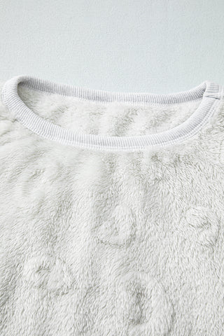 Light Grey Leopard Textured Loose Fit Fleece Lounge Set, A Blissfully Beautiful Boutique - A Blissfully Beautiful Boutique