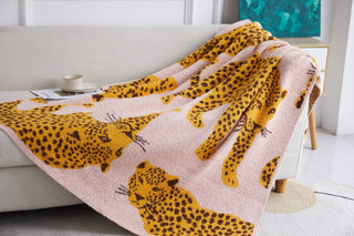 ETA 10/17 - Wild Side Pink Leopard Luxury Blanket, Nash Grey Wholesale - A Blissfully Beautiful Boutique