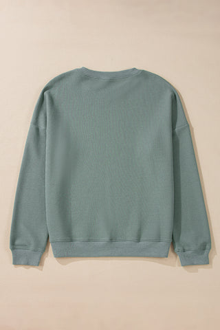 Clearly Aqua Waffle Knit Drop Shoulder V Neck Top, A Blissfully Beautiful Boutique - A Blissfully Beautiful Boutique