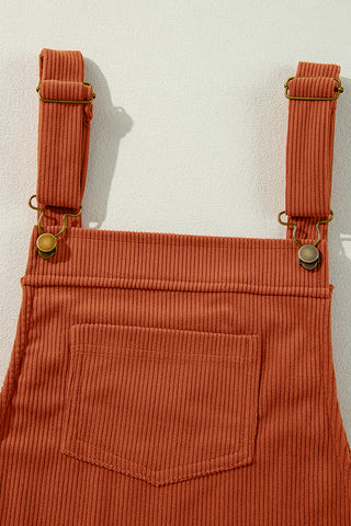 Cinnamon Solid Front Pockets Sleeveless Corduroy Overall Dress, A Blissfully Beautiful Boutique - A Blissfully Beautiful Boutique