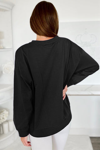 Black Tinsel Game Day Drop Shoulder Graphic Sweatshirt, A Blissfully Beautiful Boutique - A Blissfully Beautiful Boutique