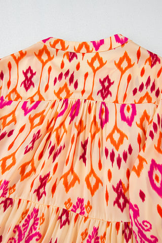 Orange Western Abstract Geometric Printed Maxi Dress, A Blissfully Beautiful Boutique - A Blissfully Beautiful Boutique