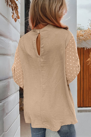 Parchment Swiss Dot Balloon Sleeve Loose Blouse, A Blissfully Beautiful Boutique - A Blissfully Beautiful Boutique