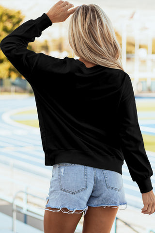 Black Tinsel Game Day Drop Shoulder Graphic Sweatshirt, A Blissfully Beautiful Boutique - A Blissfully Beautiful Boutique