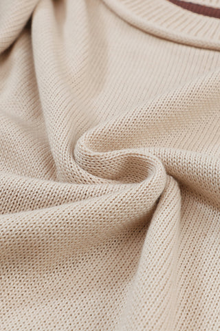 Coffee Colorblock Bishop Sleeve Ribbed Trim Sweater, A Blissfully Beautiful Boutique - A Blissfully Beautiful Boutique