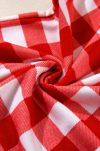 Fiery Red Christmas Plaid Print Shirt and Pants Pajama Set, A Blissfully Beautiful Boutique - A Blissfully Beautiful Boutique