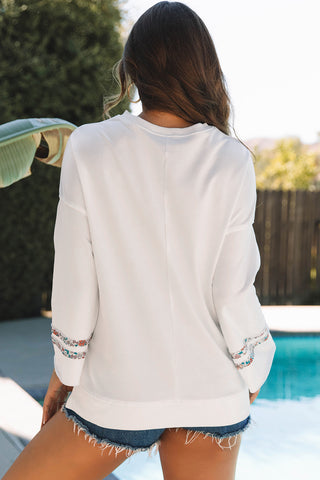 Jet Stream Floral Peace Sign Graphic Drop Shoulder Wide Sleeve Casual Top, A Blissfully Beautiful Boutique - A Blissfully Beautiful Boutique