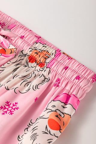 Pink Santa Claus Snowflake Long Sleeve Shirt Christmas Pajama Set, A Blissfully Beautiful Boutique - A Blissfully Beautiful Boutique