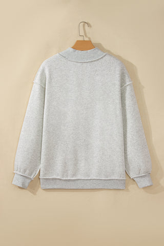 Gray Saved By Grace Embroidered Detail Letter Graphic High Neck Sweatshirt