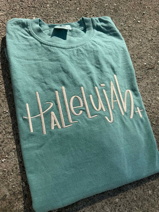 Hallelujah Embroidered Comfort Color T-Shirt, Merch Girls - A Blissfully Beautiful Boutique