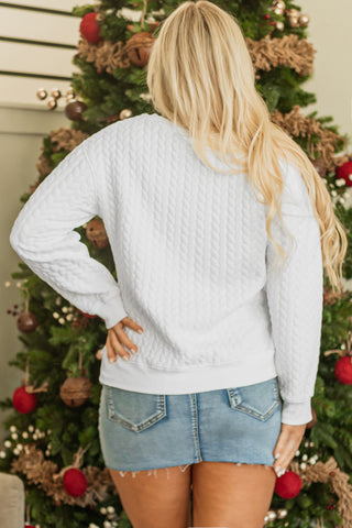 Bright White Merry And Bright Cable Knit Pullover Sweatshirt, A Blissfully Beautiful Boutique - A Blissfully Beautiful Boutique