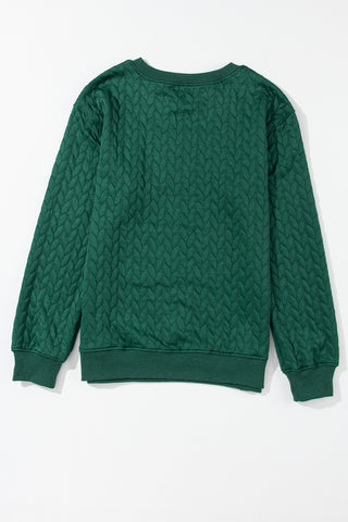 Blackish Green Merry And Bright Cable Knit Pullover Sweatshirt, A Blissfully Beautiful Boutique - A Blissfully Beautiful Boutique