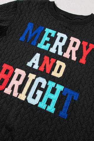 Black Merry And Bright Cable Knit Pullover Sweatshirt, A Blissfully Beautiful Boutique - A Blissfully Beautiful Boutique
