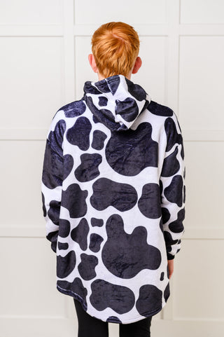 Kids Oversized Hoodie Blanket in Cow, Ave Shops - A Blissfully Beautiful Boutique