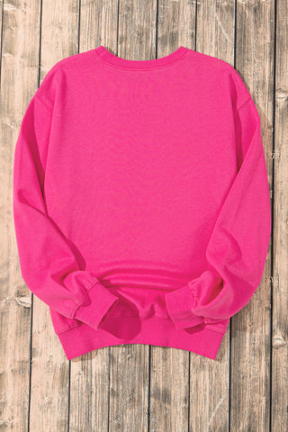 Strawberry Pink Cow & Sequin Double Heart Patch Graphic Sweatshirt, A Blissfully Beautiful Boutique - A Blissfully Beautiful Boutique