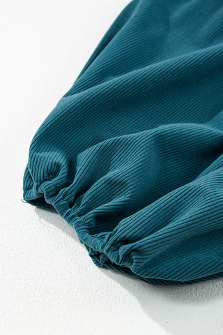 Blue Corduroy Snap Buttons Empire Waist Bracelet Sleeve Dress, A Blissfully Beautiful Boutique - A Blissfully Beautiful Boutique