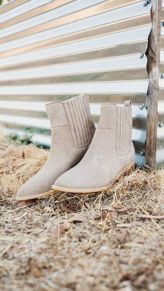 Leonor Suede Ankle Boot in Taupe, Ave Shops - A Blissfully Beautiful Boutique