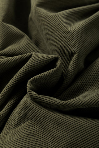 Vineyard Green Corduroy Snap Buttons Empire Waist Bracelet Sleeve Dress, A Blissfully Beautiful Boutique - A Blissfully Beautiful Boutique