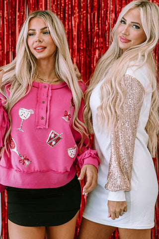 White Sequin Puff Sleeve Shift Mini Dress, A Blissfully Beautiful Boutique - A Blissfully Beautiful Boutique