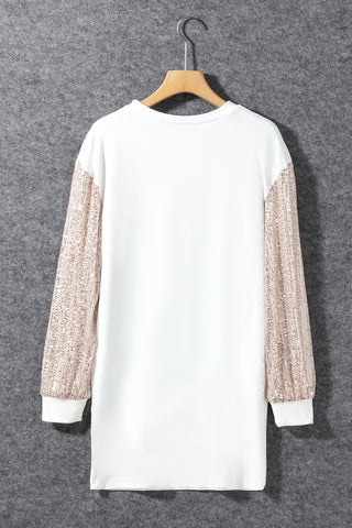 White Sequin Puff Sleeve Shift Mini Dress, A Blissfully Beautiful Boutique - A Blissfully Beautiful Boutique