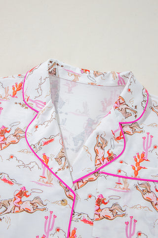 White Cowgirl Country Print Pajamas Set, A Blissfully Beautiful Boutique - A Blissfully Beautiful Boutique