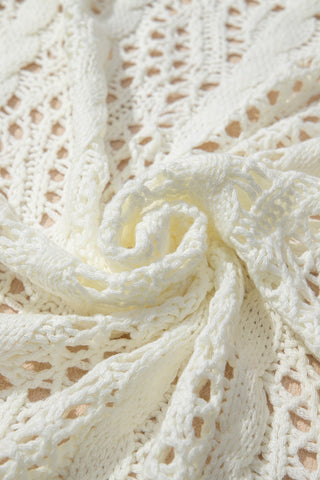 White Fashion Open Knit Hooded Beach Cover Up, A Blissfully Beautiful Boutique - A Blissfully Beautiful Boutique