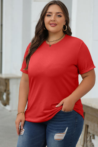 Red Casual Plain Crew Neck Tee, A Blissfully Beautiful Boutique - A Blissfully Beautiful Boutique