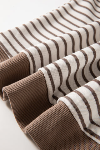 Parchment Contrast Detail Striped Ruffle Short Sleeve Top, A Blissfully Beautiful Boutique - A Blissfully Beautiful Boutique