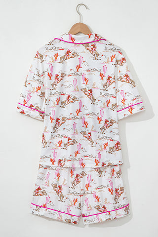White Cowgirl Country Print Pajamas Set, A Blissfully Beautiful Boutique - A Blissfully Beautiful Boutique