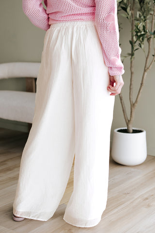 White Casual Tie Waist Pleated Wide Leg Pants, A Blissfully Beautiful Boutique - A Blissfully Beautiful Boutique