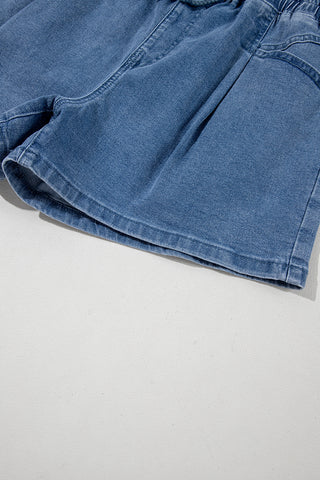 Ashleigh Blue Drawstring High Waist Casual Denim Shorts with Pockets, A Blissfully Beautiful Boutique - A Blissfully Beautiful Boutique