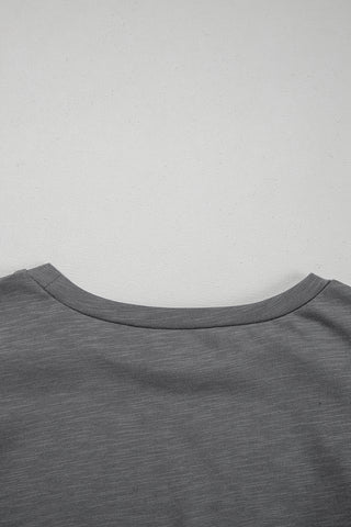Dark Grey Layered Ruffle Short Sleeve Round Neck Top, A Blissfully Beautiful Boutique - A Blissfully Beautiful Boutique