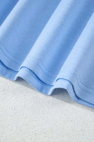 Beau Blue Striped Patch Front Casual Tee, A Blissfully Beautiful Boutique - A Blissfully Beautiful Boutique
