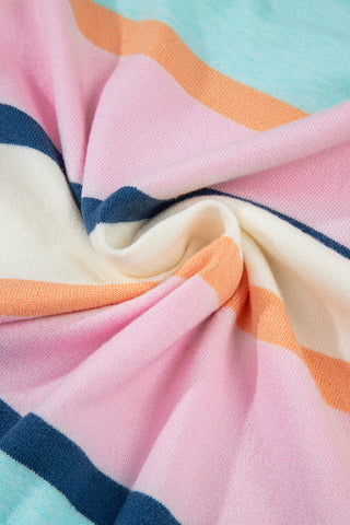 Multicolour Striped Color Block Flutter Sleeve Patchwork Sweater Top, A Blissfully Beautiful Boutique - A Blissfully Beautiful Boutique