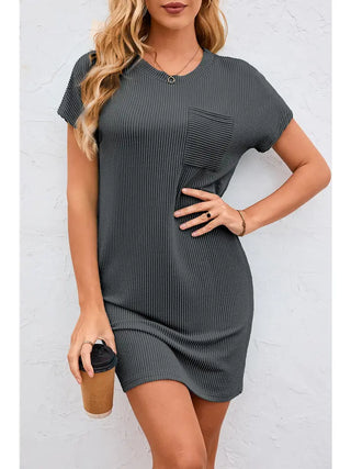 Women's Ribbed Short Sleeve Dress- TWO COLORS, Fashion Minis Children’s & Women's Boutique - A Blissfully Beautiful Boutique