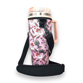 Cowboy Santa 40oz Tumbler With Handle Sleeve, Drink Handlers - A Blissfully Beautiful Boutique