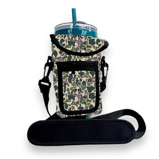 Green Duck Camo Wrap Around Drink Pocket, Drink Handlers - A Blissfully Beautiful Boutique