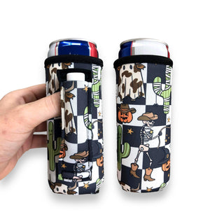 Halloween Checkers 12oz Slim Can Handler™, Drink Handlers - A Blissfully Beautiful Boutique
