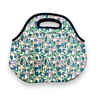 Green Duck Camo Lunch Bag Tote, Drink Handlers - A Blissfully Beautiful Boutique