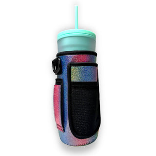 Iridescent Rainbow 30-40oz Tumbler Handler™  With Carrying Strap, Drink Handlers - A Blissfully Beautiful Boutique