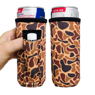 Old School Camo 12-16oz Slim Can Handler™, Drink Handlers - A Blissfully Beautiful Boutique