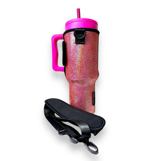 Pink Party 40oz Tumbler With Handle Sleeve, Drink Handlers - A Blissfully Beautiful Boutique