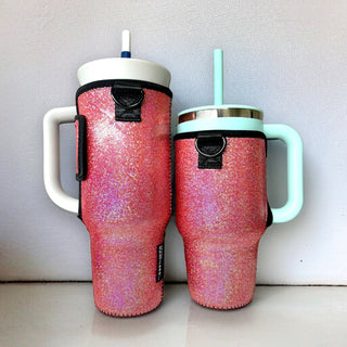 Pink Party 40oz Tumbler With Handle Sleeve, Drink Handlers - A Blissfully Beautiful Boutique